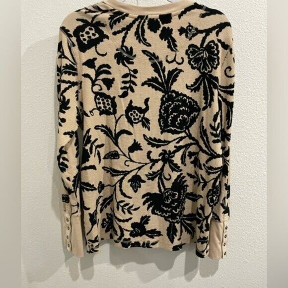 Sundance Floral Casual Preppy Thermal Cotton Top Boho Women’s Neutral - Picture 7 of 7